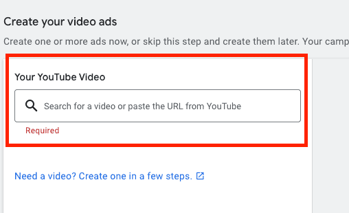 Create YouTube Video Ad