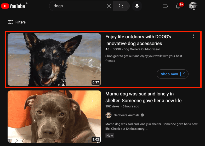 YouTube Discovery Ad