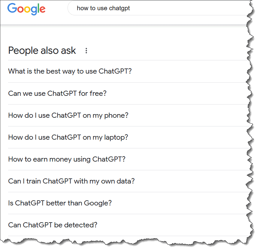 People Also Ask FAQS from Google Search