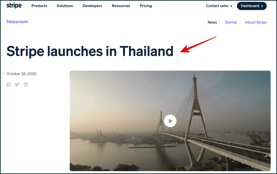 Stripe launches in Thailand