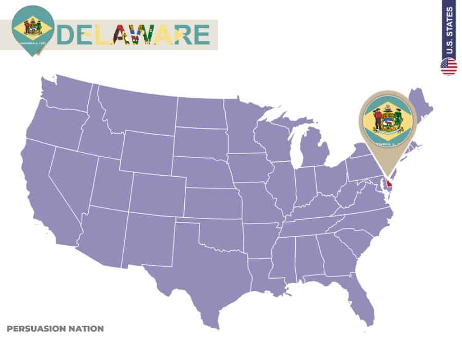 Delaware State on USA Map.