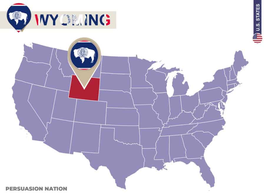 Wyoming State on USA Map
